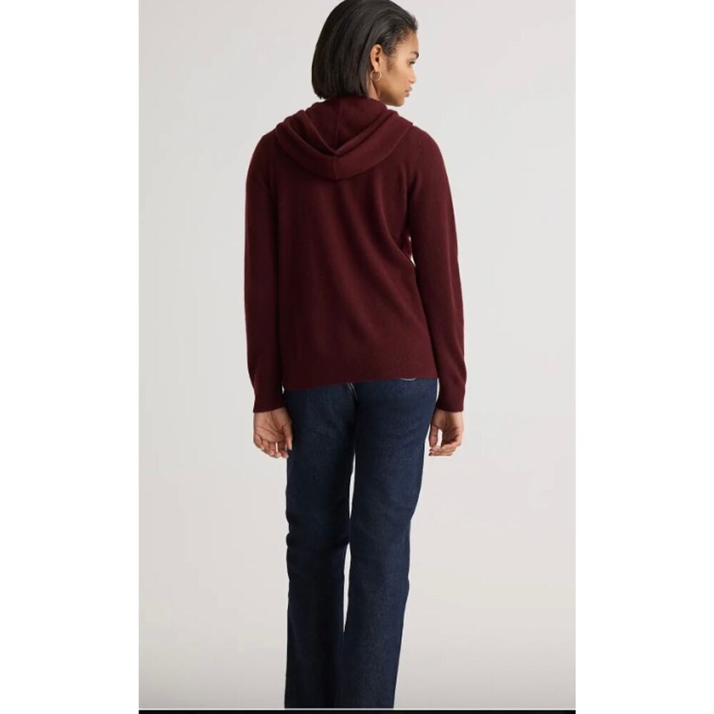 New with Tags!  Quince Unisex Mongolian Cashmere Hoody Burgundy Sz M #130 - Picture 3 of 8